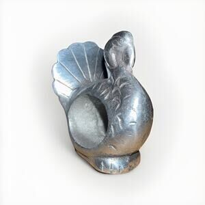 Vintage pewter Silver Turkey Thanksgiving Country Decor napkin rings Set Of 8